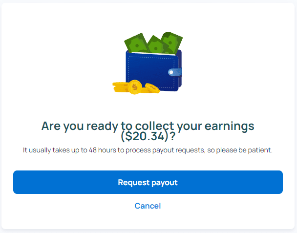 Honeygain payout request confirm